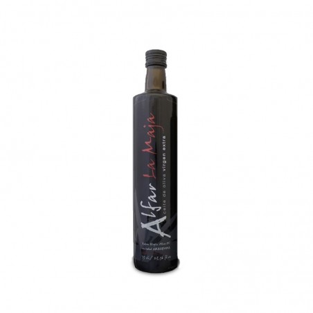 Olivenöl Alfar la Maja siebdrucketiketten Flasche 75 cl