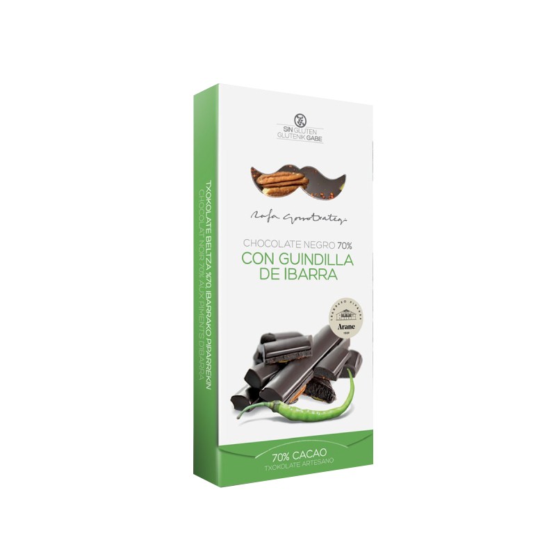 70% dunkle Schokolade mit Chilischoten von Ibarra