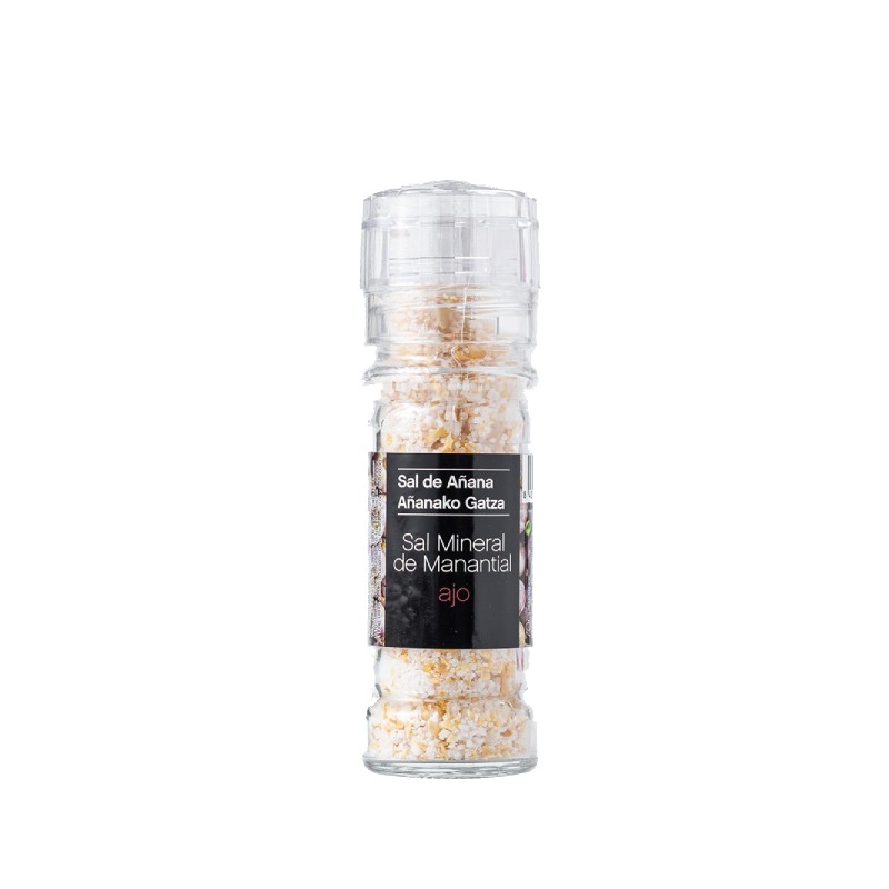 Schleifer Mineralsalz aus der Quelle mit Knoblauch 75gr (Salz von Añana)
